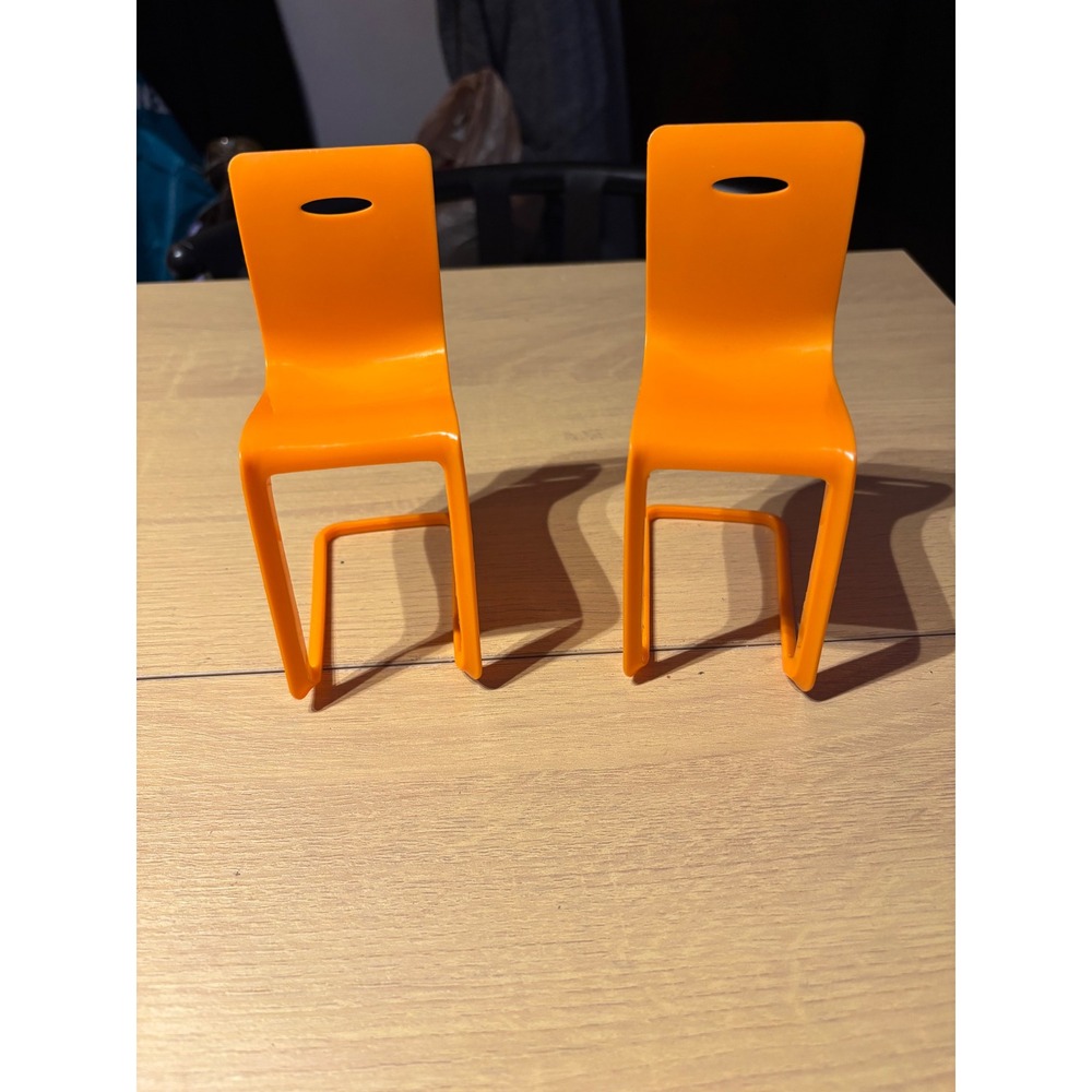 Barbie Dream Camper Replacement Chairs Orange Cantilever Dollhouse Furniture 2pc